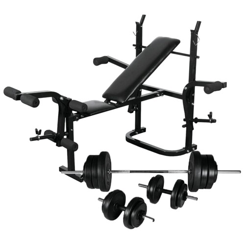 vidaXL Klupa za dizanje utega sa stalkom i setom utega 60,5 kg