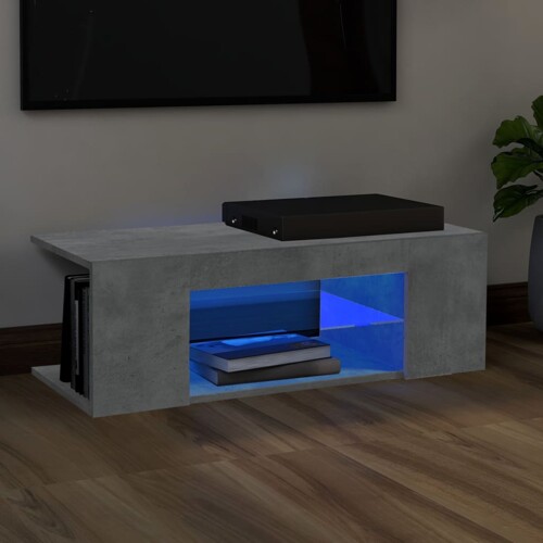 vidaXL TV ormarić s LED svjetlima siva boja betona 90 x 39 x 30 cm