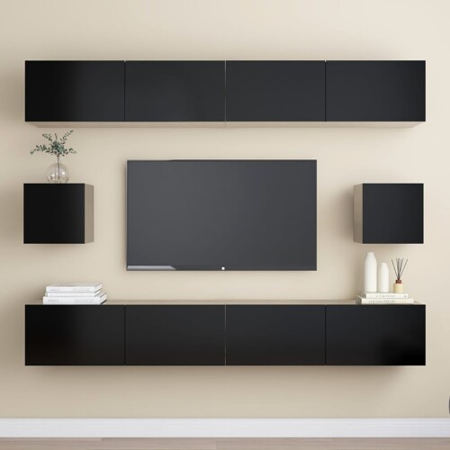 vidaXL 6-dijelni set TV ormarića crni od konstruiranog drva