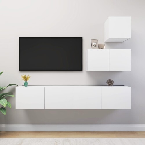 vidaXL 4-dijelni set TV ormarića bijeli od konstruiranog drva