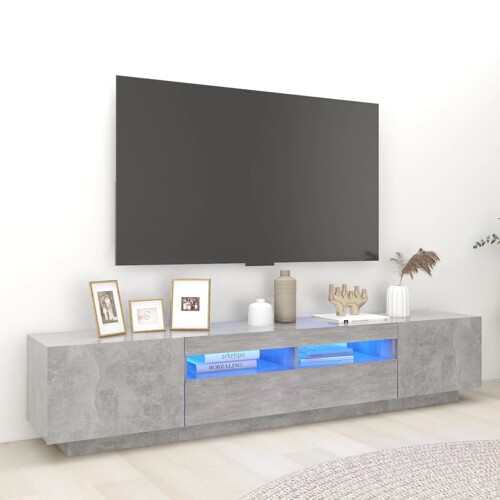 vidaXL TV ormarić s LED svjetlima siva boja betona 200 x 35 x 40 cm
