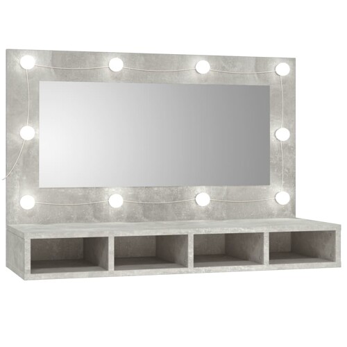 vidaXL Kupaonski ormarić s LED ogledalom boja betona 90 x 31,5 x 62 cm