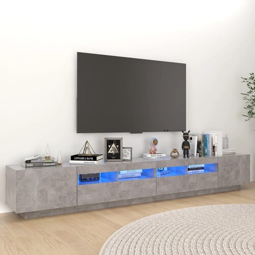 vidaXL TV ormarić s LED svjetlima siva boja betona 260 x 35 x 40 cm