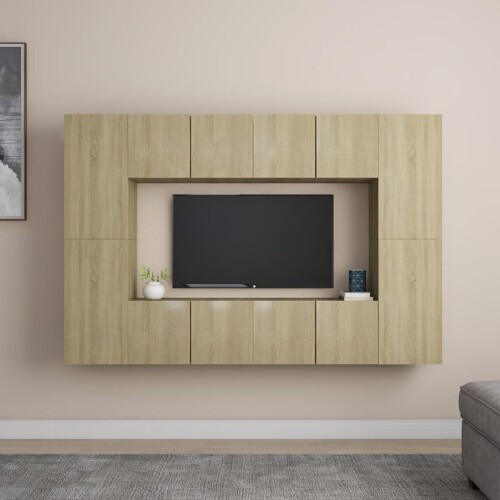 vidaXL 8-dijelni set TV ormarića boja hrasta sonome konstruirano drvo