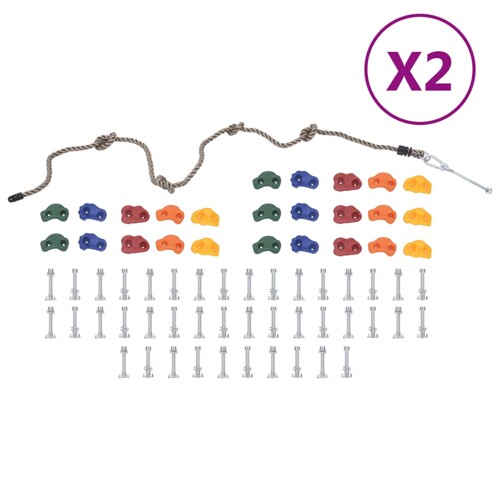 vidaXL Kamenje za penjanje s konopom 50 kom raznobojno
