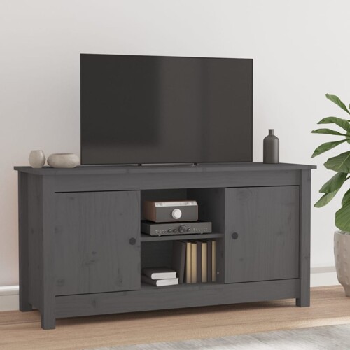 vidaXL TV ormarić sivi 103 x 36,5 x 52 cm od masivne borovine