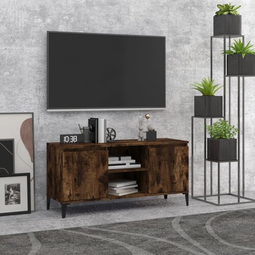 vidaXL TV ormarić s metalnim nogama dimljeni hrast 103,5 x 35 x 50 cm