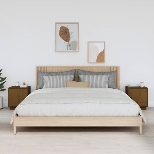 vidaXL Noćni ormarići 2 kom boja meda 40x34x45 cm od masivne borovine