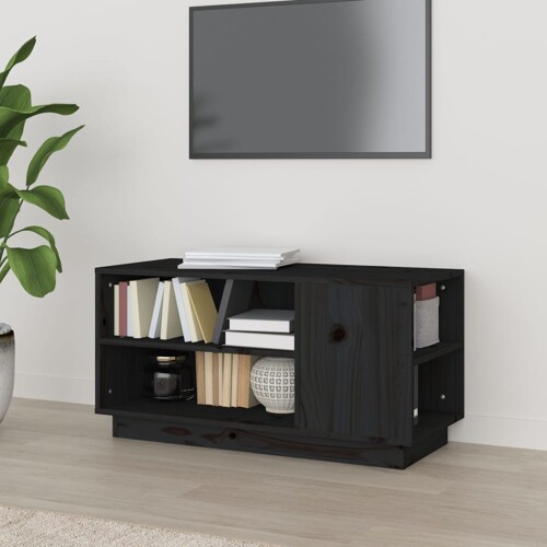 vidaXL TV ormarić Crna 80 x 35 x 40,5 cm od masivne borovine