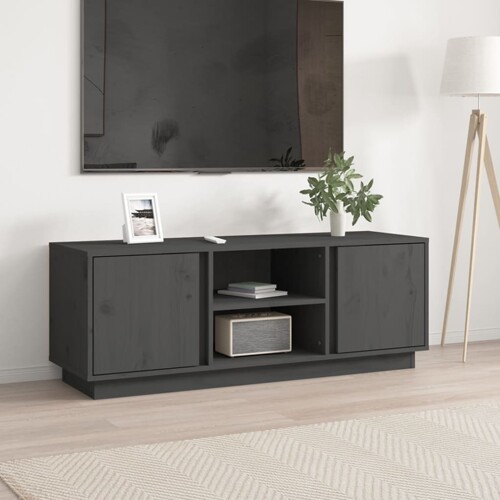 vidaXL TV ormarić sivi 110 x 35 x 40,5 cm od masivne borovine