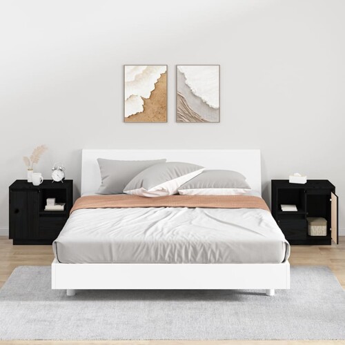vidaXL Noćni ormarići 2 kom crni 50 x 34 x 50 cm od masivne borovine