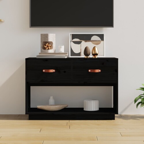 vidaXL TV ormarić crni 90x40x60 cm od masivne borovine