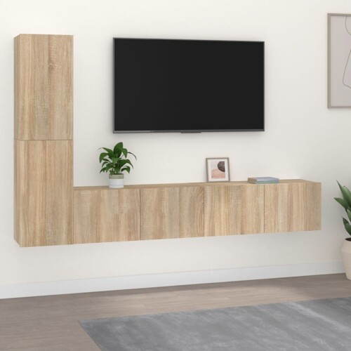 vidaXL 4-dijelni set TV ormarića boja hrasta sonome konstruirano drvo