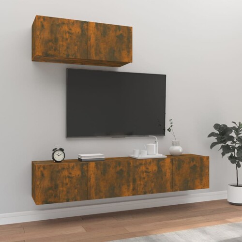 vidaXL 3-dijelni set TV ormarića boja dimljenog hrasta drveni