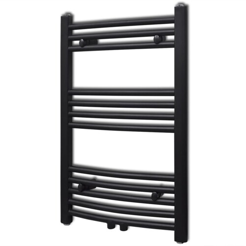 vidaXL Crni kupaonski radijator za centralno grijanje zaobljeni 500 x 764 mm