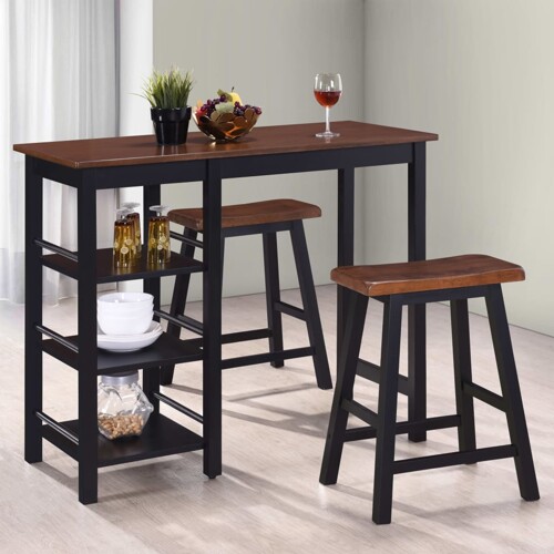 vidaXL Barski Set 3 kom MDF Crni