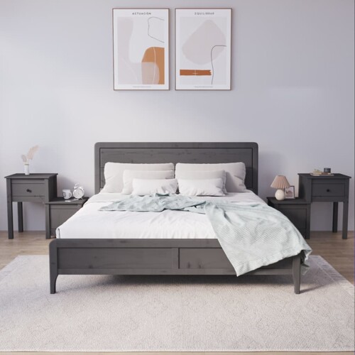 vidaXL Noćni ormarići 2 kom sivi 79,5x38x65,5 cm od masivne borovine