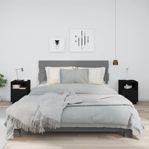 vidaXL Noćni ormarići 2 kom crni 40 x 34 x 55 cm od masivne borovine