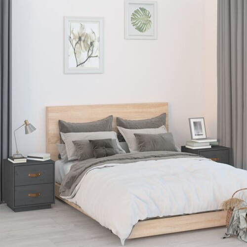 vidaXL Noćni ormarići 2 kom sivi 40 x 34 x 45 cm od masivne borovine