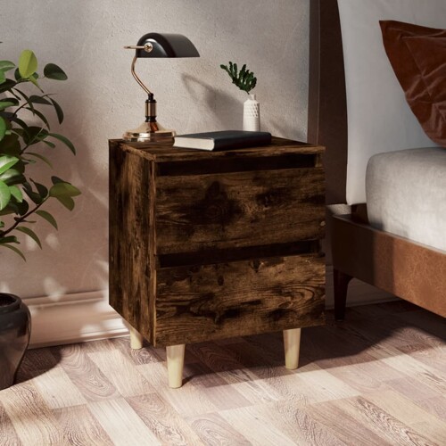vidaXL Noćni ormarići s nogama 2 kom boja dimljenog hrasta 40x35x50 cm