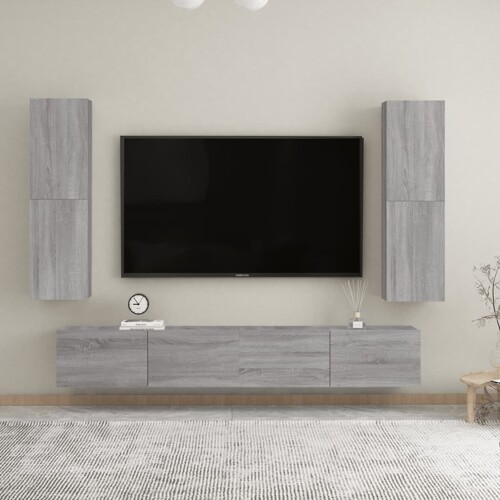 vidaXL Zidni TV ormarići 2 kom boja sivog hrasta sonome 30,5x30x110 cm
