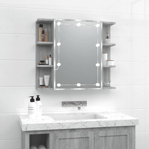 vidaXL Ormarić s ogledalom LED boja hrasta sonome 70 x 16,5 x 60 cm