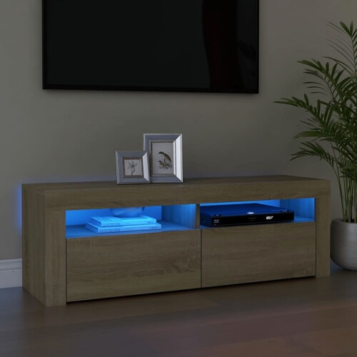 vidaXL TV ormarić s LED svjetlima boja hrasta sonome 120 x 35 x 40 cm