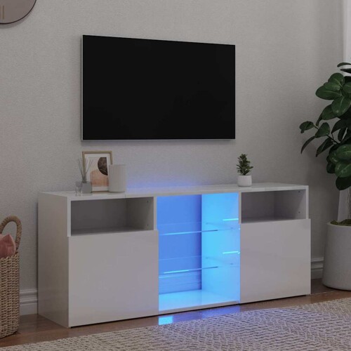 vidaXL TV ormarić s LED svjetlima visoki sjaj bijeli 120 x 30 x 50 cm