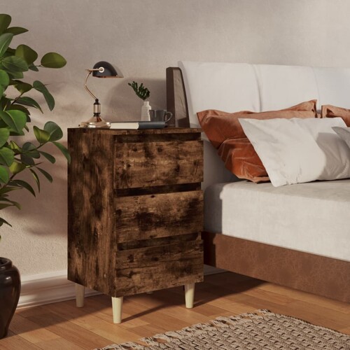 vidaXL Noćni ormarići s drvenim nogama 2 kom boja hrasta 40x35x69 cm