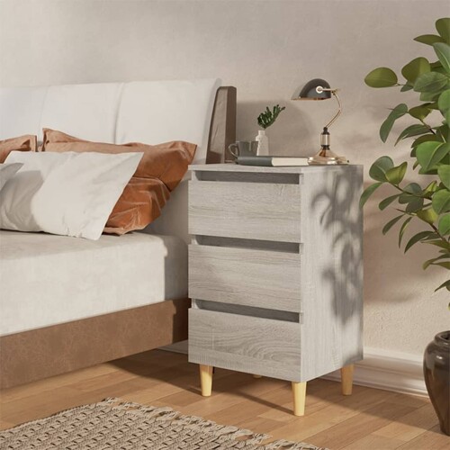 vidaXL Noćni ormarići s drvenim nogama 2 kom sivi hrast 40x35x69 cm