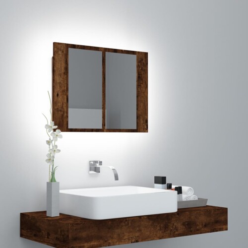 vidaXL LED kupaonski ormarić s ogledalom boja hrasta 60x12x45cm drveni
