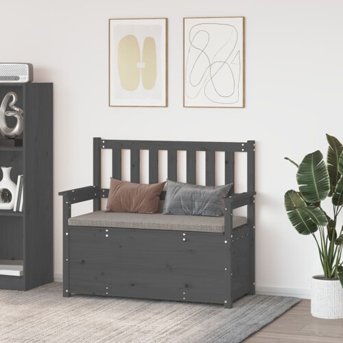 vidaXL Klupa siva 112,5 x 51,5 x 96,5 cm od masivne borovine
