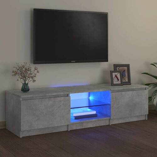 vidaXL TV ormarić s LED svjetlima siva boja betona 140 x 40 x 35,5 cm