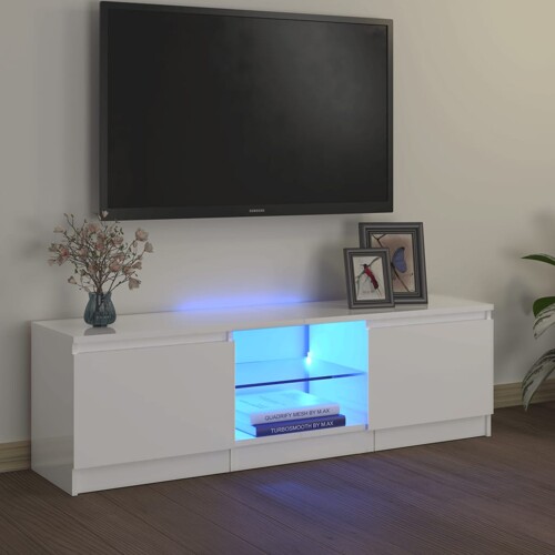 vidaXL TV ormarić s LED svjetlima visoki sjaj bijeli 120x30x35,5 cm