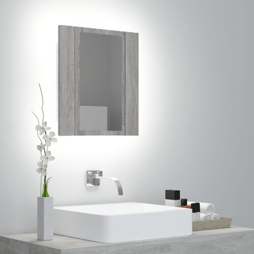 vidaXL LED kupaonski ormarić s ogledalom boja hrasta 40x12x45cm drveni