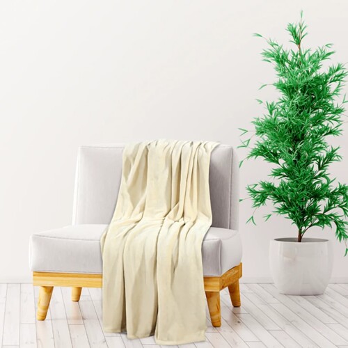 vidaXL Krem deka 150 x 200 cm poliesterska