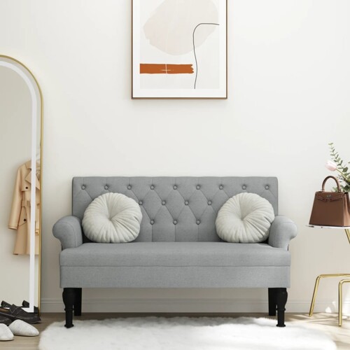 vidaXL Klupa s naslonom svjetlosiva 120 x 62 x 75,5 cm od tkanine