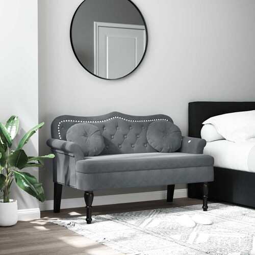 vidaXL Klupa s jastucima tamnosiva 120,5 x 65 x 75 cm baršunasta