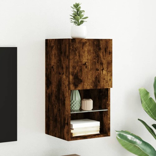 vidaXL TV ormarić s LED svjetlima boja dimljenog hrasta 30,5x30x60 cm