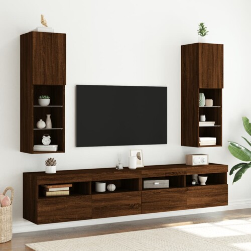 vidaXL TV ormarići s LED svjetlima 2 kom boja hrasta 30,5x30x102 cm