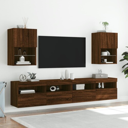 vidaXL TV ormarići s LED svjetlima 2 kom boja hrasta 40,5 x 30 x 60 cm