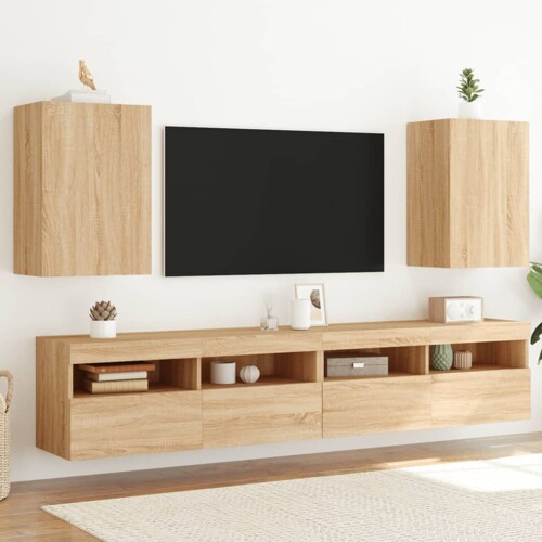 vidaXL Zidni TV ormarići 2 kom boja hrasta 40,5x30x60 cm drveni