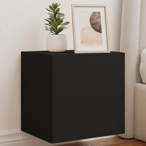 vidaXL Zidni TV ormarić s LED svjetlima crni 40,5 x 35 x 40 cm