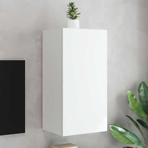 vidaXL Zidni TV ormarić s LED svjetlima bijeli 40,5 x 35 x 80 cm