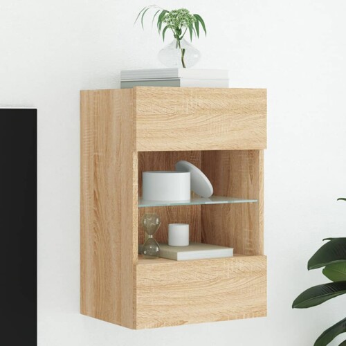 vidaXL Zidni TV ormarić s LED svjetlima boja hrasta 40x30x60,5 cm