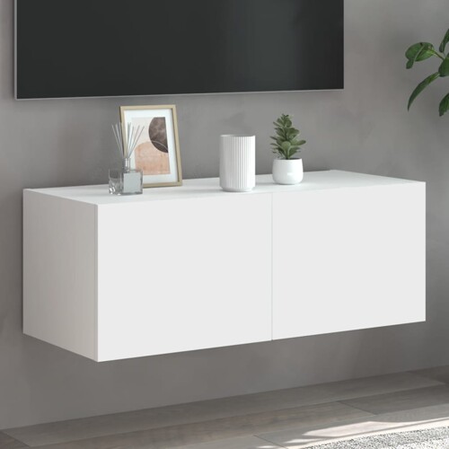 vidaXL Zidni TV ormarić s LED svjetlima bijeli 80x35x31 cm