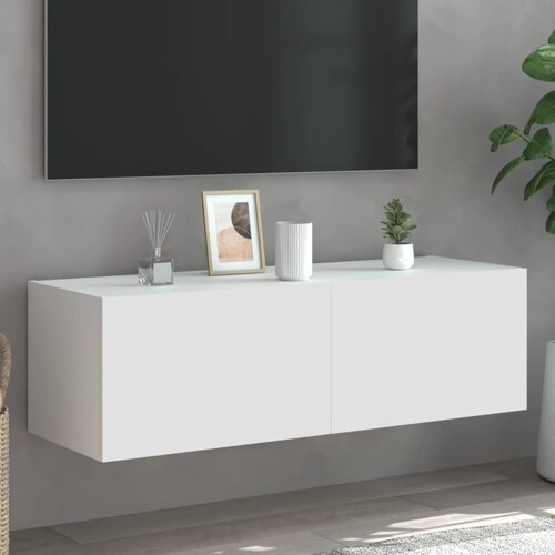 vidaXL Zidni TV ormarić s LED svjetlima bijeli 100 x 35 x 31 cm