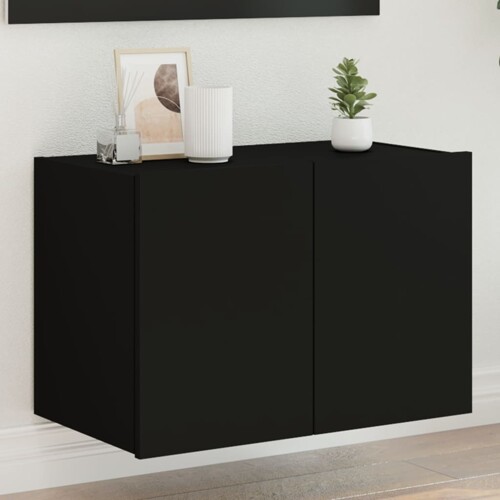 vidaXL Zidni TV ormarić s LED svjetlima crni 60 x 35 x 41 cm