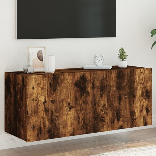 vidaXL Zidni TV ormarić s LED svjetlima boja hrasta 100 x 35 x 41 cm