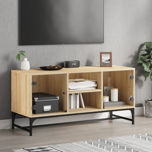 vidaXL TV ormarić sa staklenim vratima boja hrasta sonome 102x37x50 cm